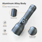 G76A 10 W P50 Laser Zoom Flashlight, 1000 lm Aluminum Alloy Torch