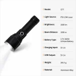 G77 10W P50 Laser Rechargeable Zoom Flashlight