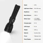 G77A 10 W P50 Laser Rechargeable Zoom Flashlight