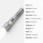 G920-2 Rechargeable Flashlight Zoomable Laser Tactical Torch