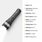 G930 Rechargeable LED Flashlight Laser COB Floodlight