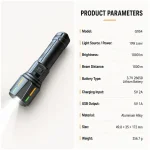 G954 10 W Laser Rechargeable Zoom Flashlight 1000 lm Aluminum Alloy Torch