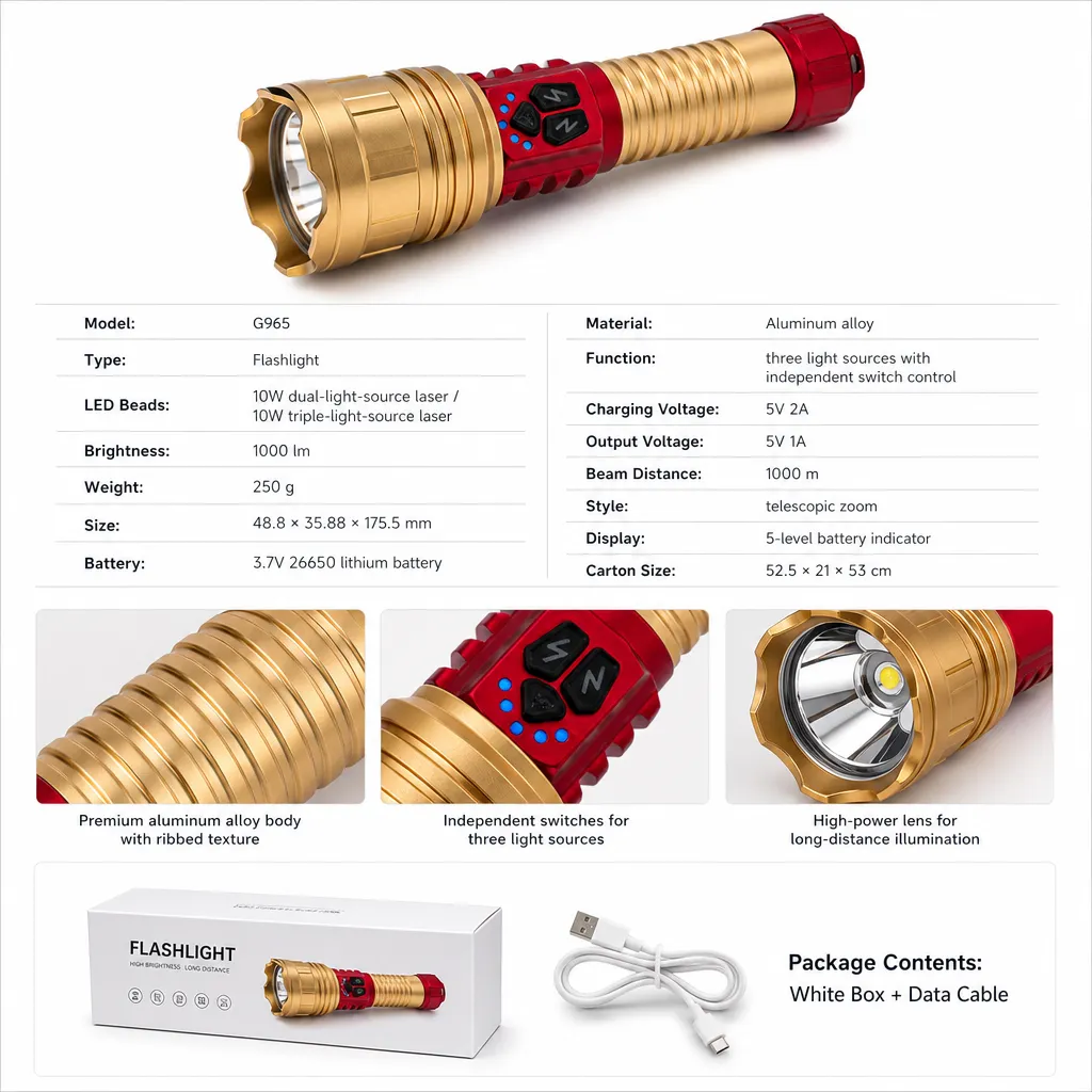 G965 Rechargeable Laser Flashlight