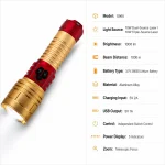 G965 Rechargeable LED Laser Flashlight Zoomable High Lumen Tactical Torch