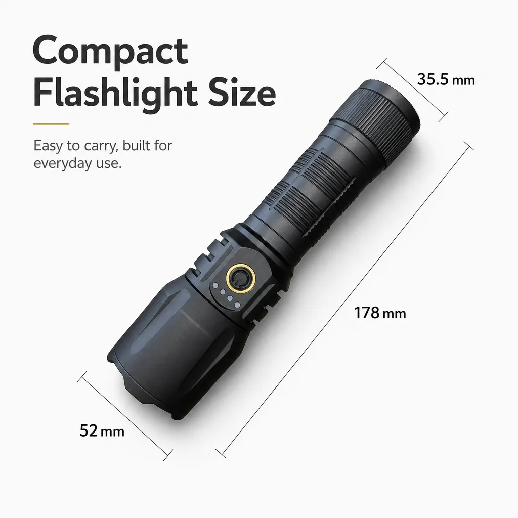 G966 30 W Laser Rechargeable Zoom Flashlight, 1300 lm Aluminum Alloy Torch