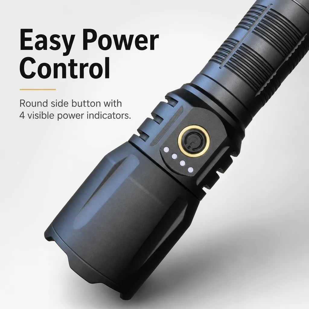 G966 30 W Laser Rechargeable Zoom Flashlight, 1300 lm Aluminum Alloy Torch