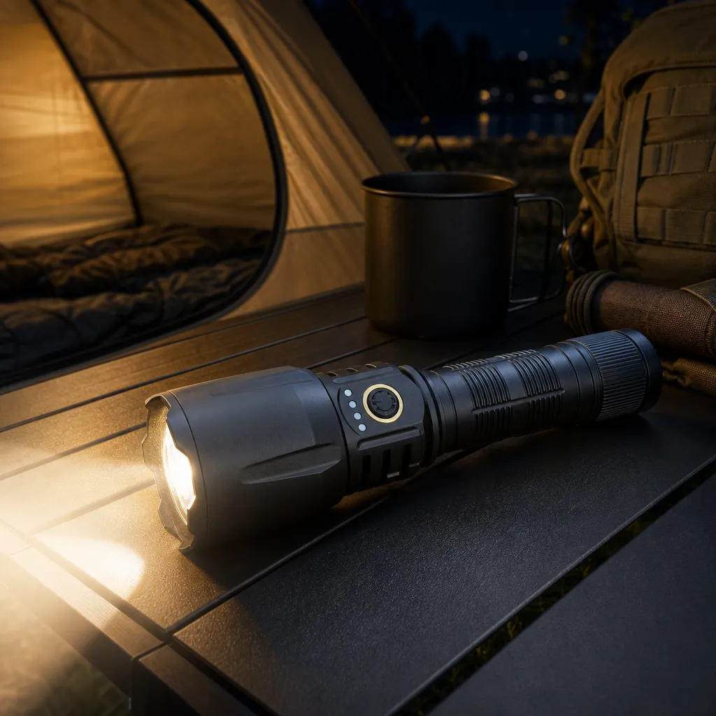 G966 30 W Laser Rechargeable Zoom Flashlight, 1300 lm Aluminum Alloy Torch