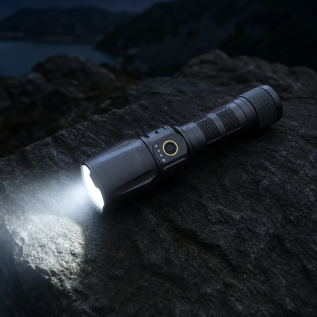 G966 30 W Laser Rechargeable Zoom Flashlight, 1300 lm Aluminum Alloy Torch