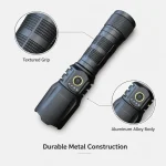G966 30 W Laser Rechargeable Zoom Flashlight, 1300 lm Aluminum Alloy Torch
