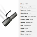 G975 14000 lm Rechargeable Telescopic Zoom Aluminum Alloy LED Flashlight