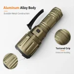 G976 90 W Rechargeable Zoom Flashlight, 4500 lm Aluminum Alloy Torch