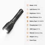 G996 Rechargeable LED Flashlight Zoomable Outdoor Torch
