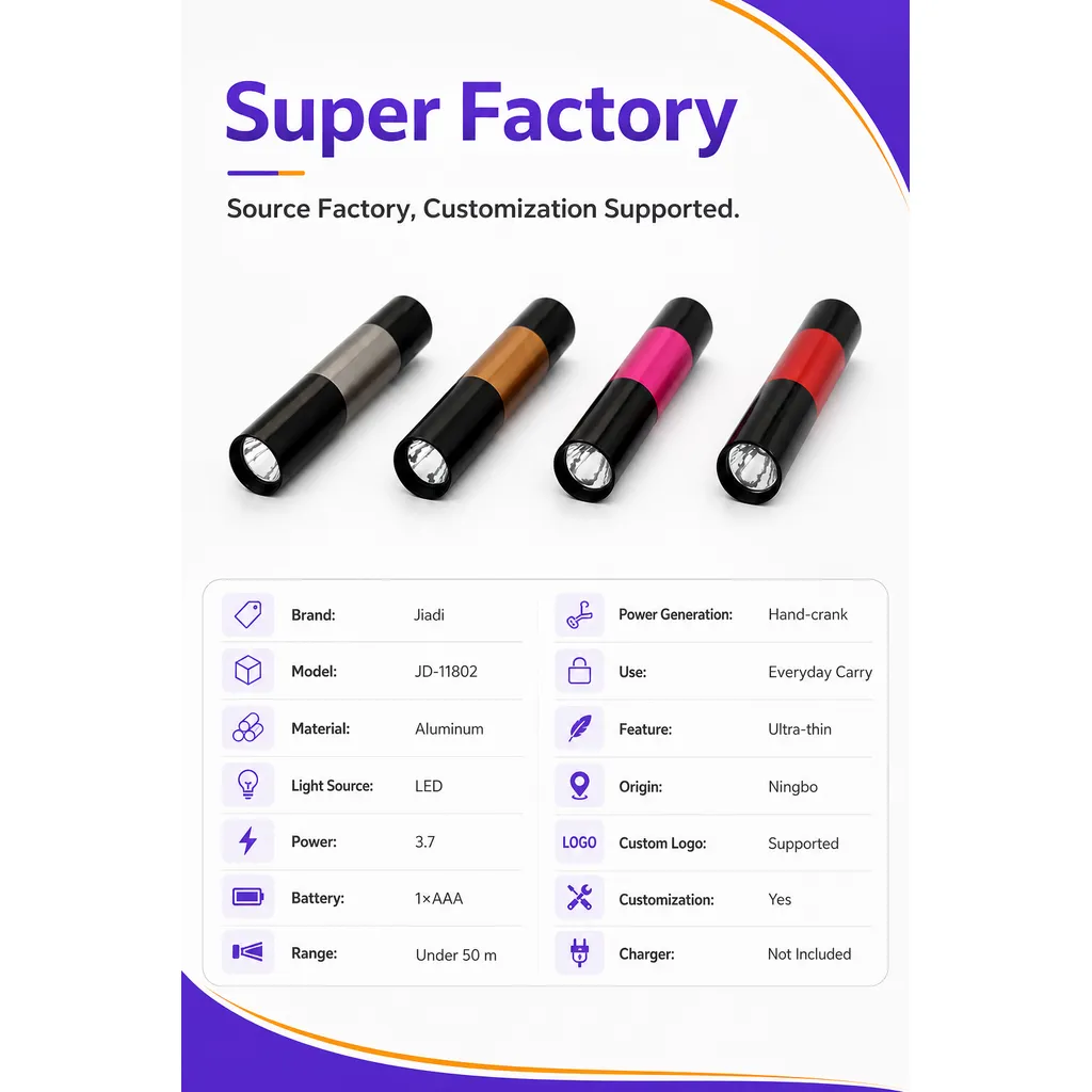 JD-11802 Mini LED Flashlight Portable AAA Battery Aluminum Torch