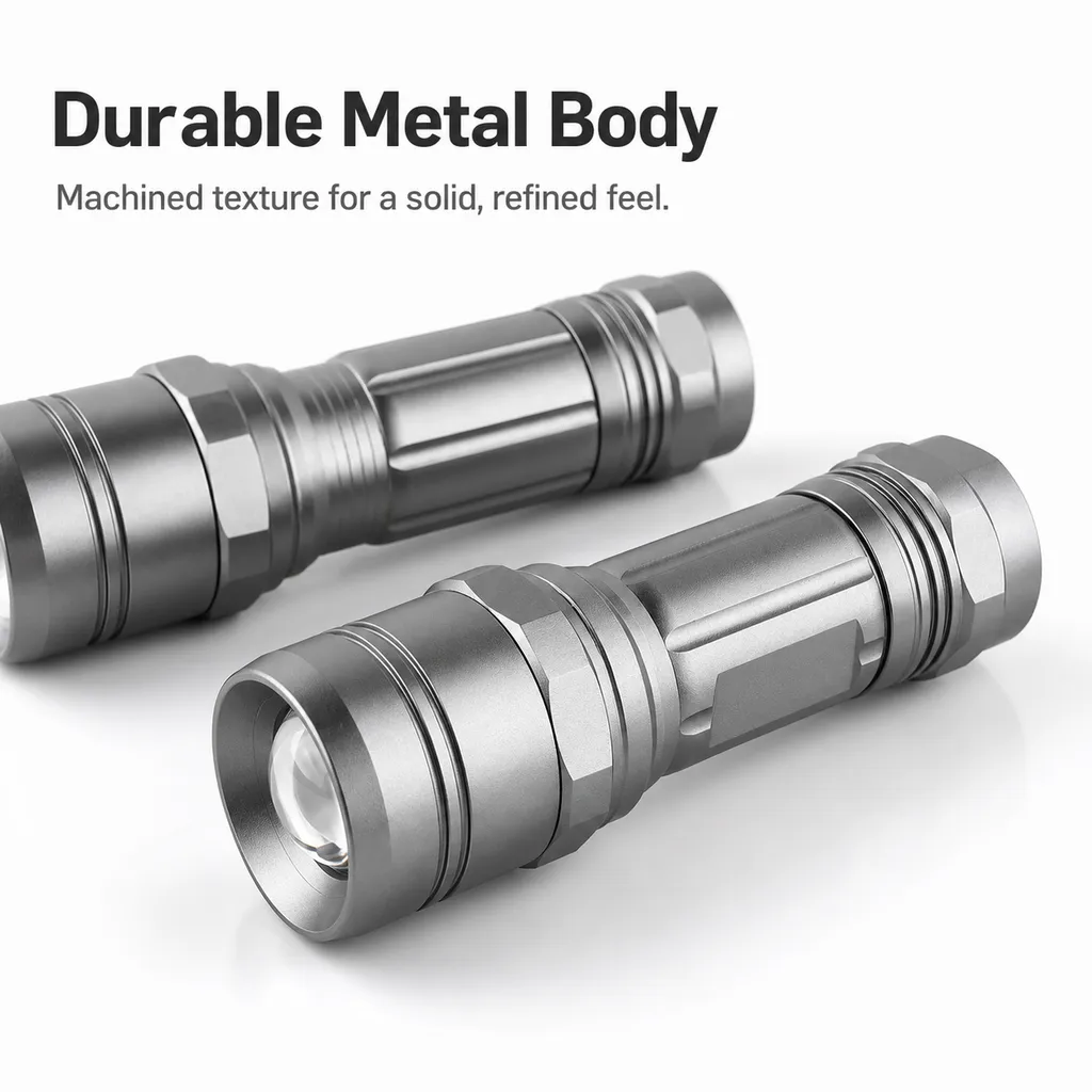 JD-11804 Mini LED Flashlight Portable AAA Battery Powered Aluminum Torch
