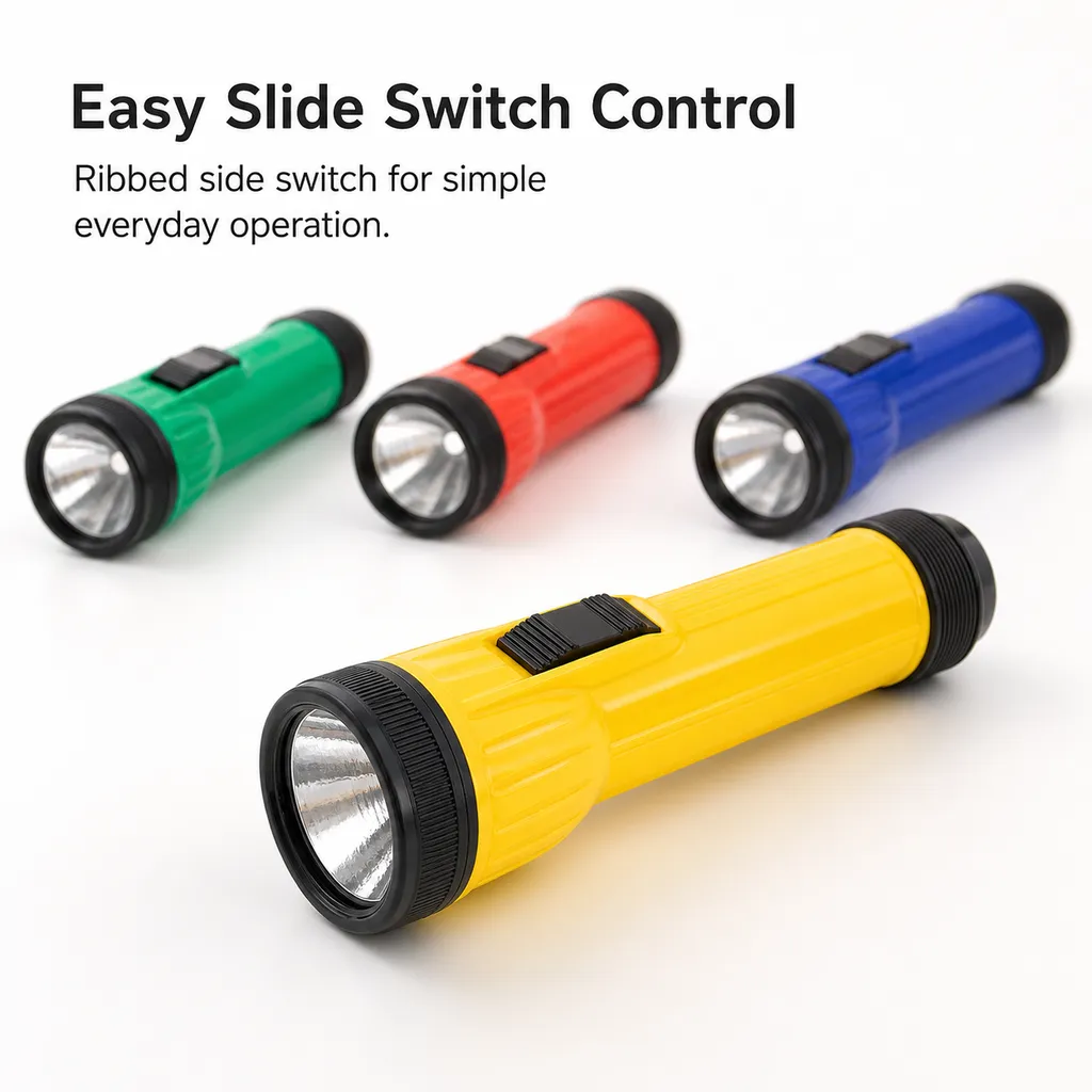 JD-12002 LED Flashlight Battery Powered Portable ABS Handheld Torch