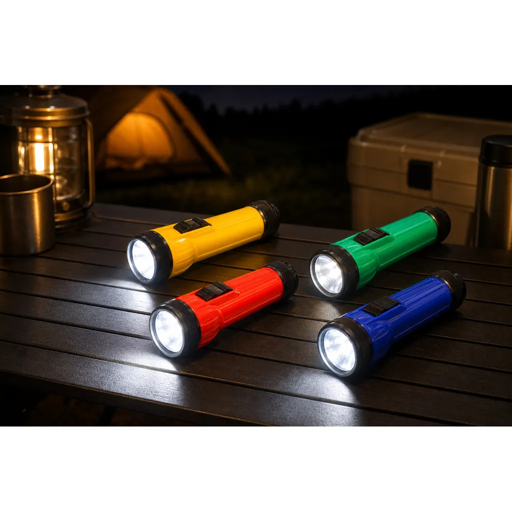 JD-12002 LED Flashlight Battery Powered Portable ABS Handheld Torch
