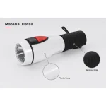 JD-12004 Hand Press LED Flashlight Portable Battery Powered Plastic Torch