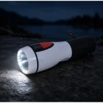 JD-12004 Hand Press LED Flashlight Portable Battery Powered Plastic Torch