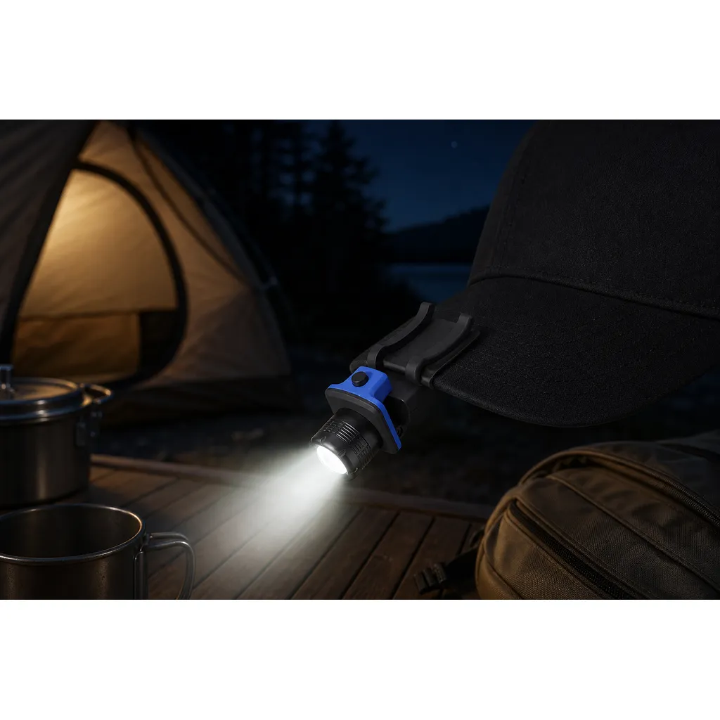 JD-15001 LED Cap Clip Flashlight Hand Press Battery Powered Outdoor Torch