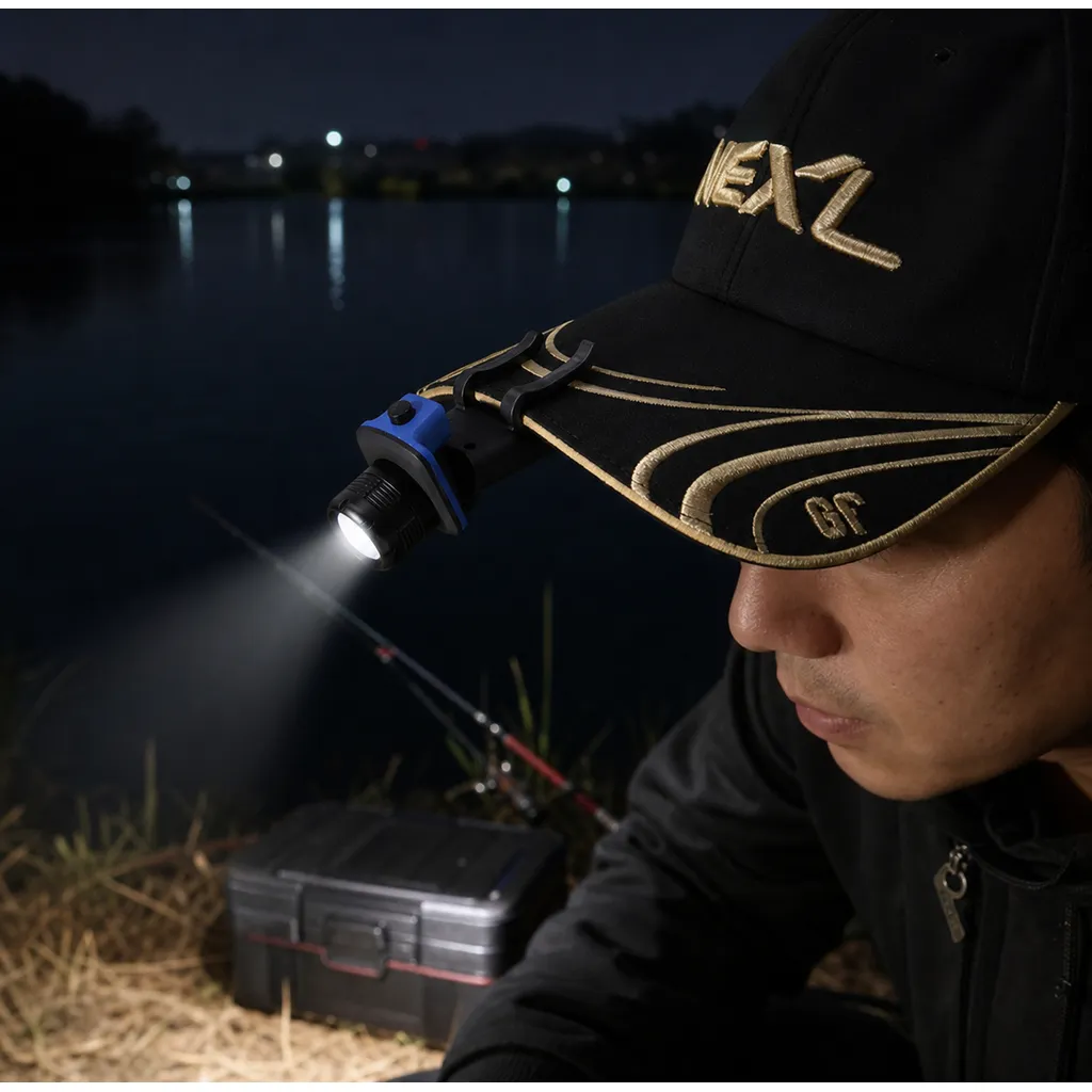 JD-15001 LED Cap Clip Flashlight Hand Press Battery Powered Outdoor Torch