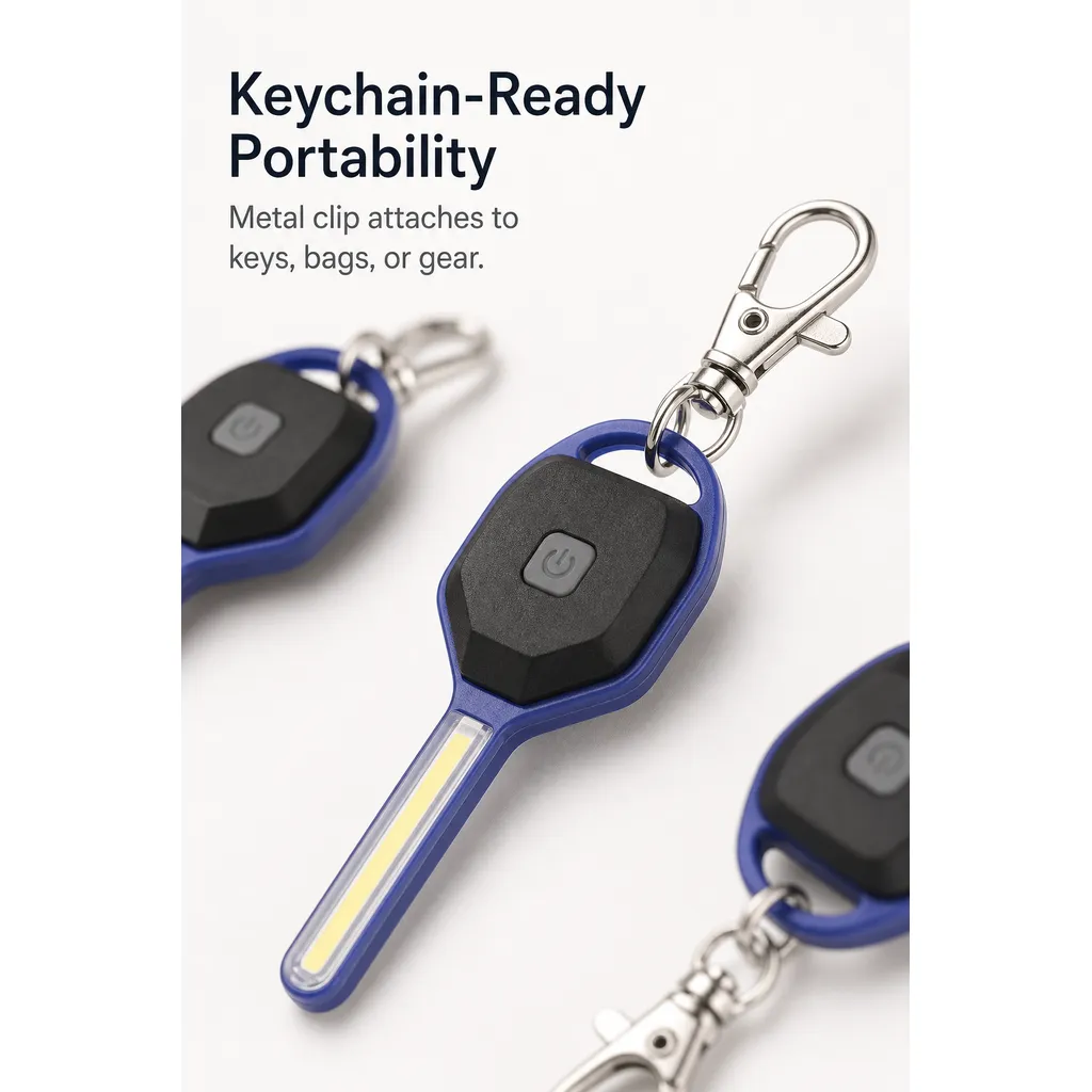 JD-17144 COB LED Key Light Battery Powered Mini Keychain Flashlight