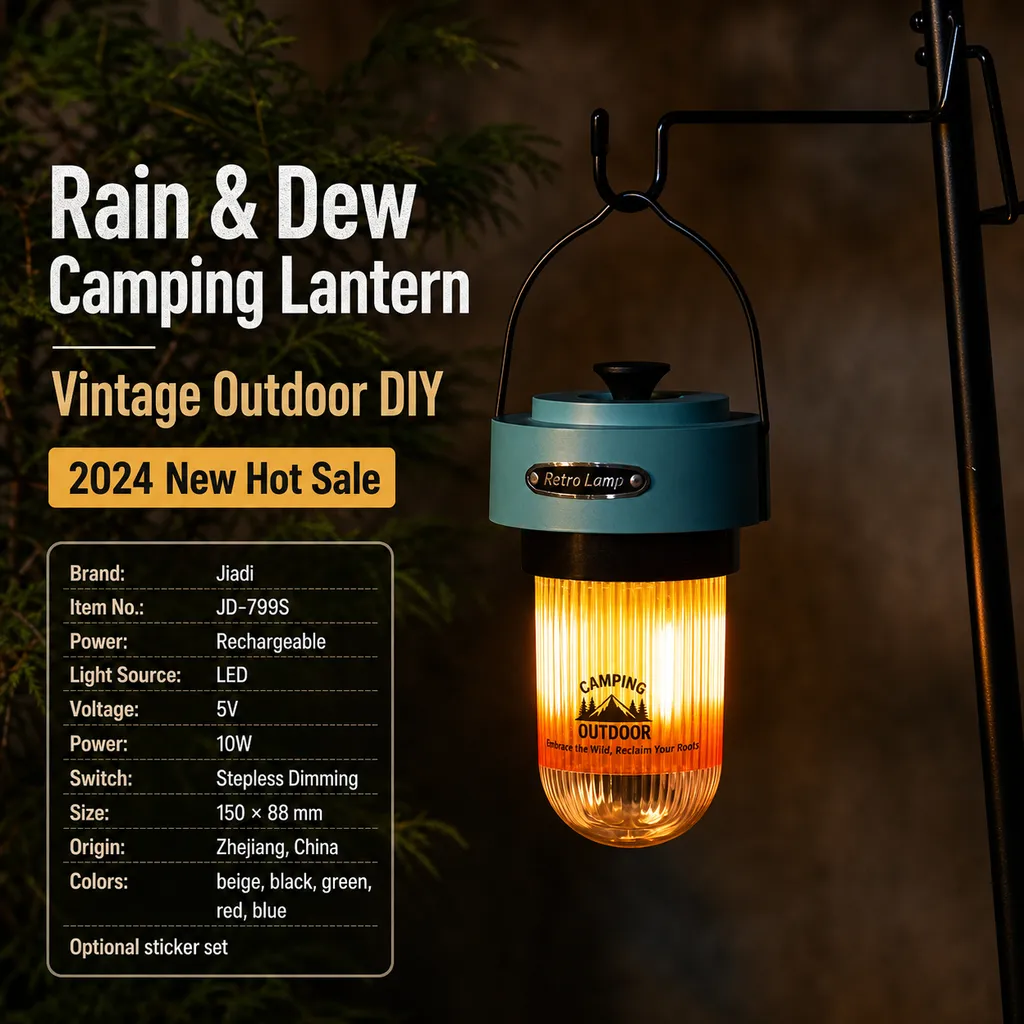JD-799S Rechargeable LED Camping Lantern Portable Retro Hanging Tent Light