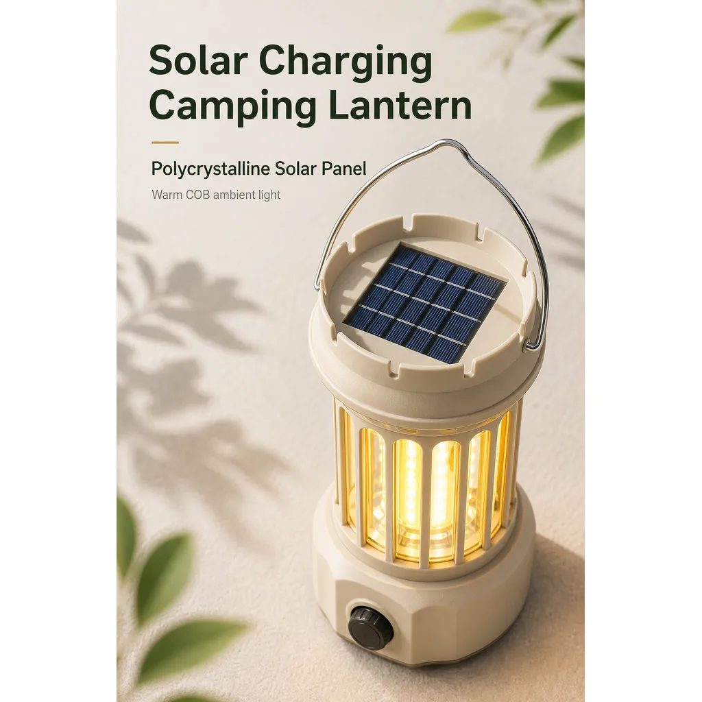 JD-900BR Solar Rechargeable LED Camping Lantern