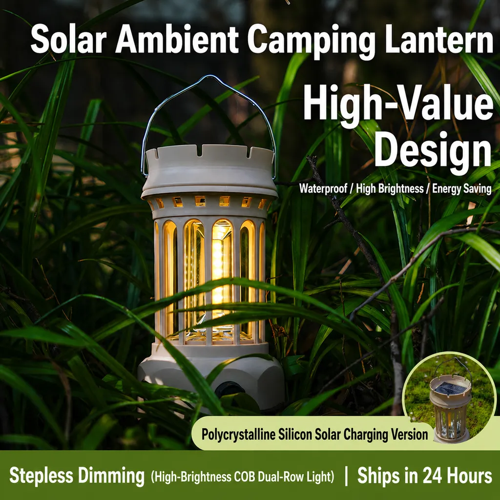 JD-900BR Solar Rechargeable LED Camping Lantern