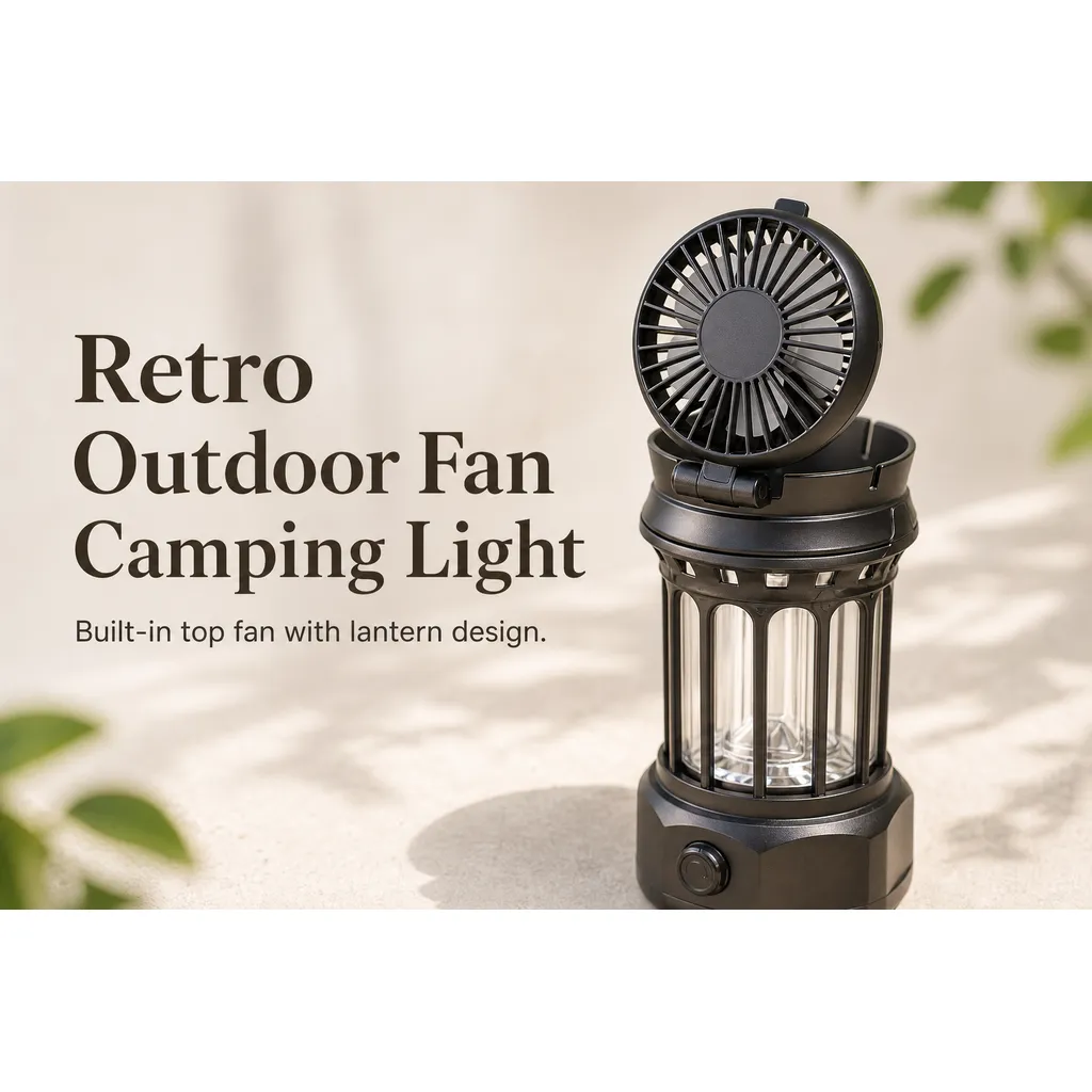 JD-900BRF Rechargeable LED Camping Lantern Fan Stepless Dimming COB Light