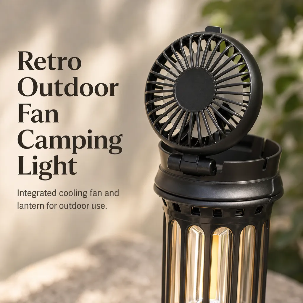 JD-900BRF Rechargeable LED Camping Lantern Fan Stepless Dimming COB Light
