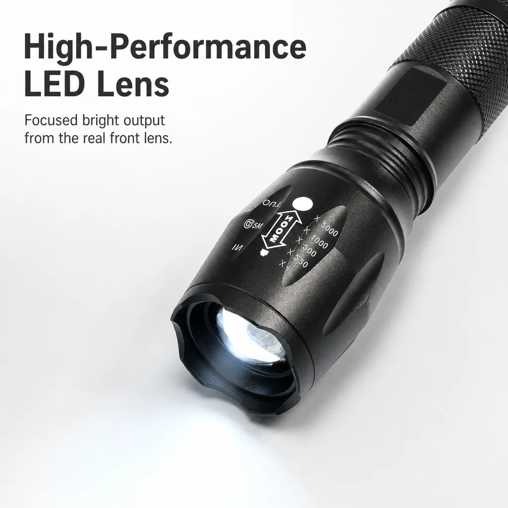 JD-F005 LED Flashlight Zoomable Tactical Torch