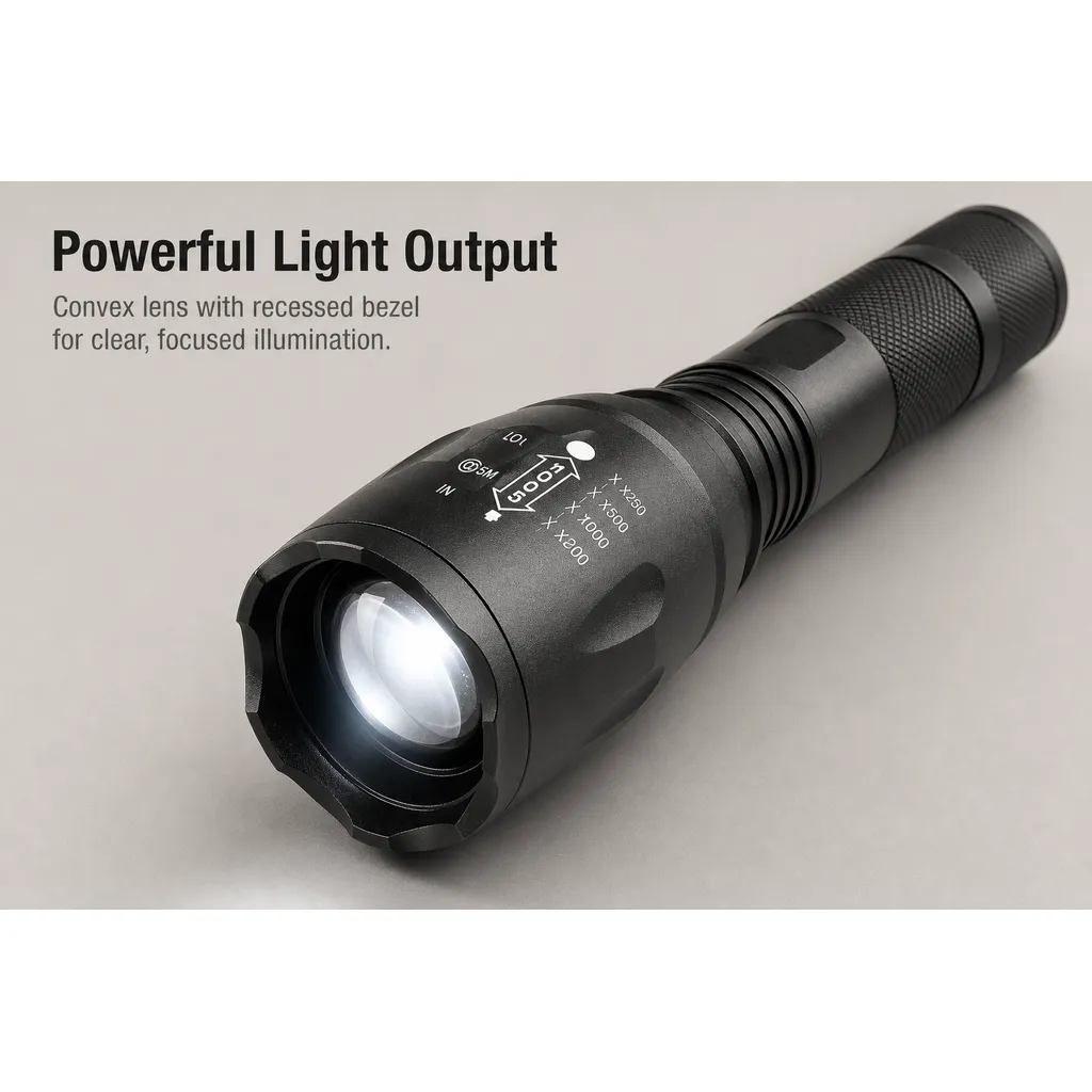 JD-F005 LED Flashlight Zoomable Tactical Torch