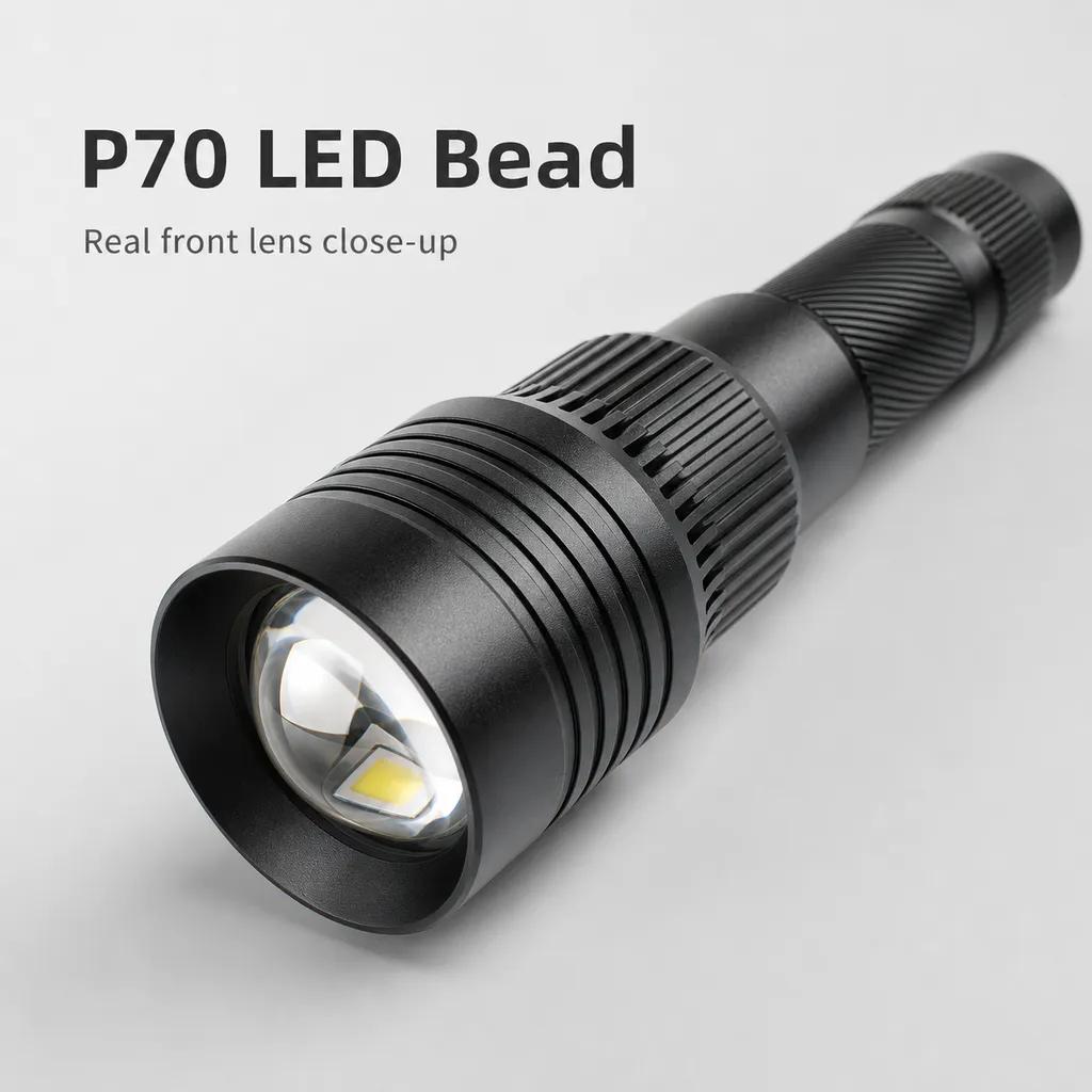 JD-F856 Rechargeable LED Flashlight P70 Zoomable Tactical Torch