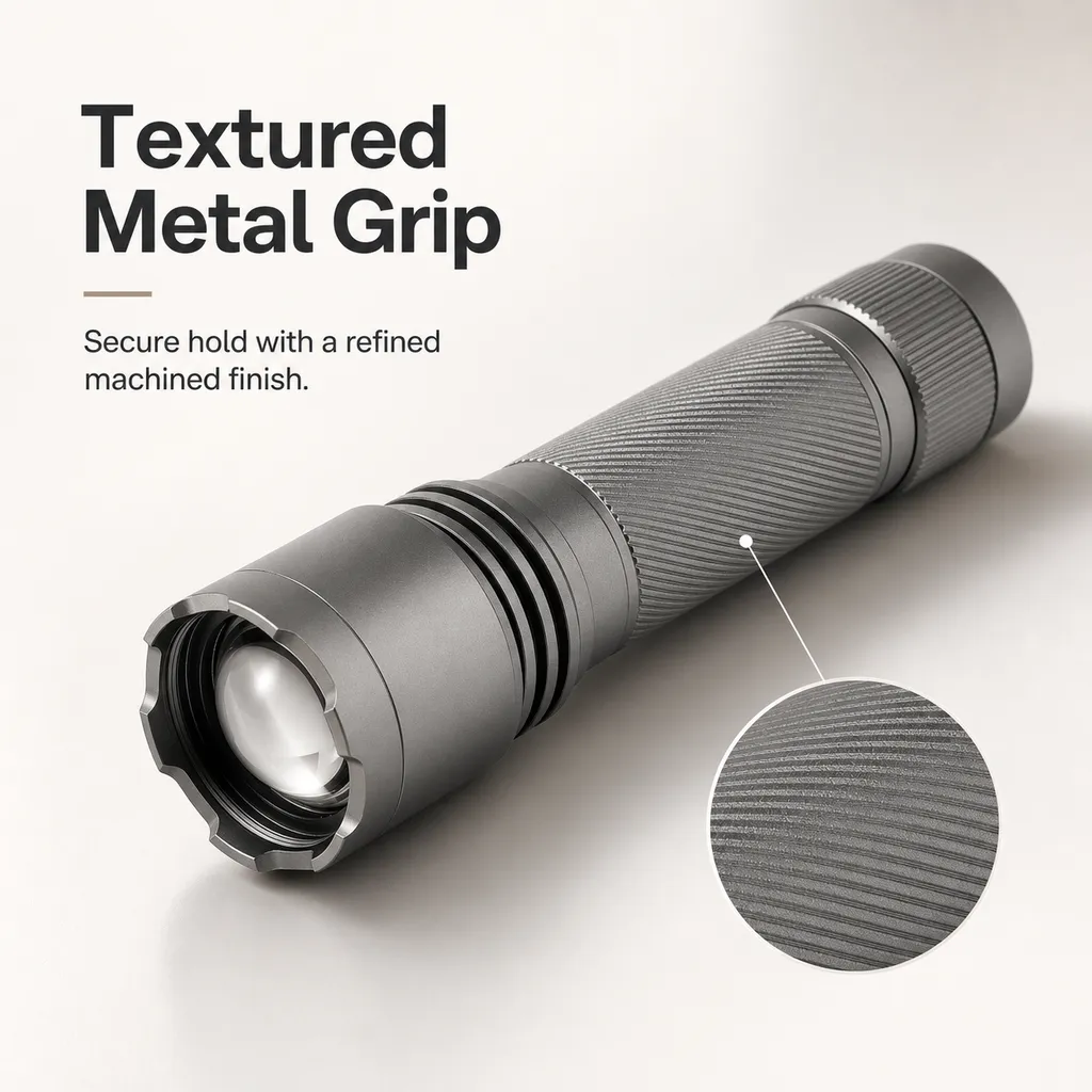 JD-F866 Multifunction COB LED Flashlight Zoomable Hand Press Torch