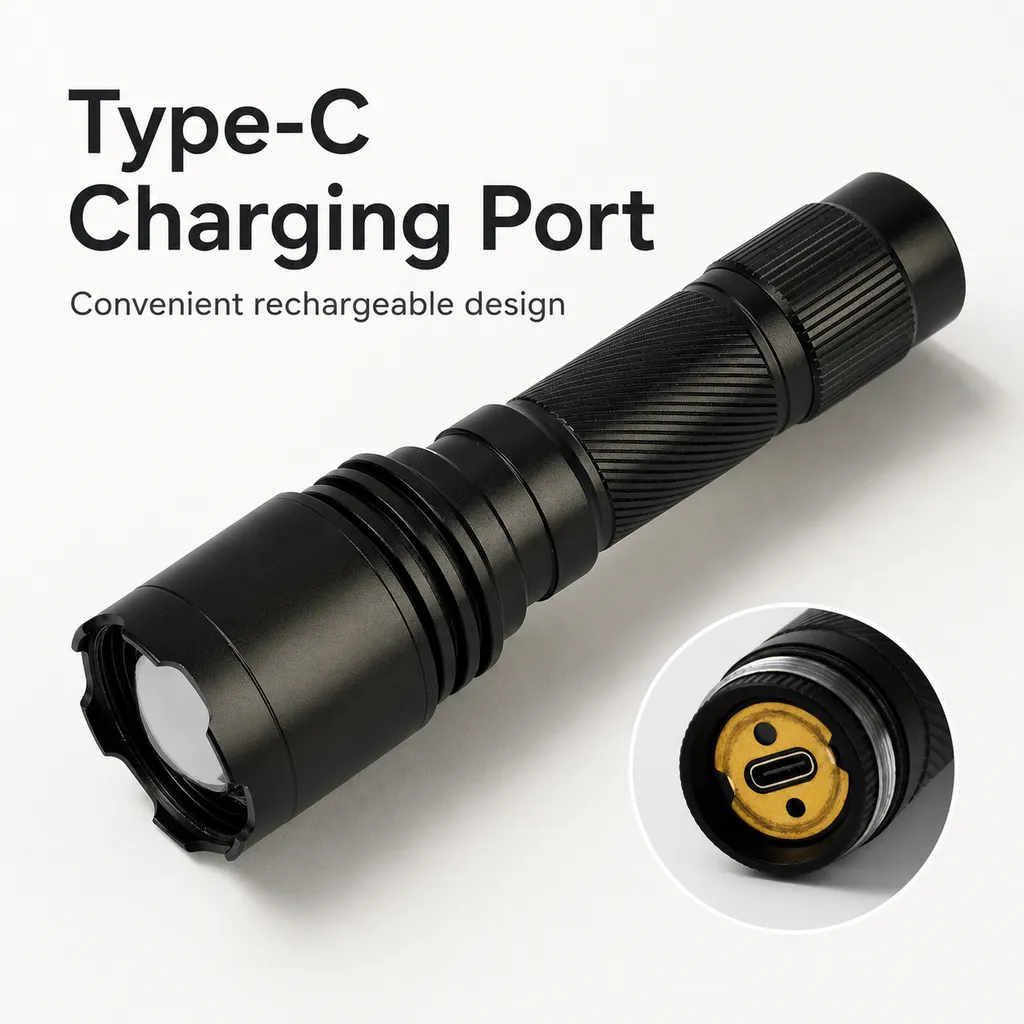 JD-F867 Rechargeable LED Flashlight Zoomable P70 Tactical Torch