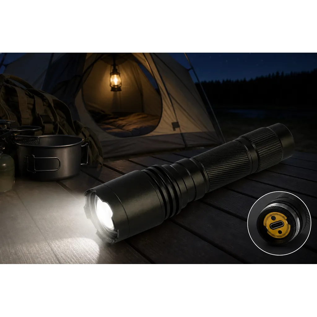 JD-F867 Rechargeable LED Flashlight Zoomable P70 Tactical Torch