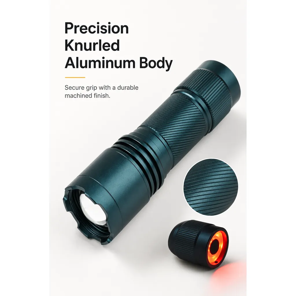 JD-F868 Zoomable LED Flashlight Multifunction COB Red SMD Torch