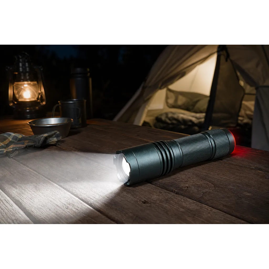 JD-F868 Zoomable LED Flashlight Multifunction COB Red SMD Torch