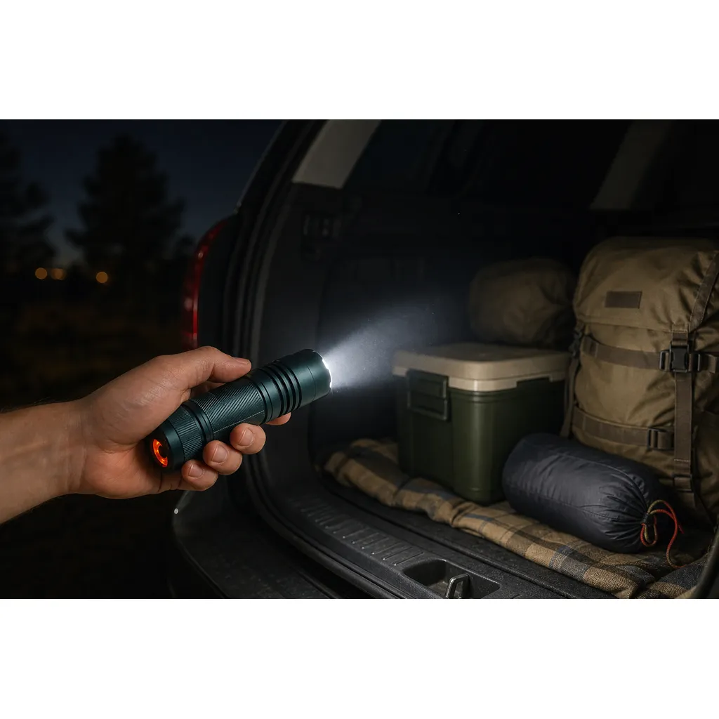JD-F868 Zoomable LED Flashlight Multifunction COB Red SMD Torch