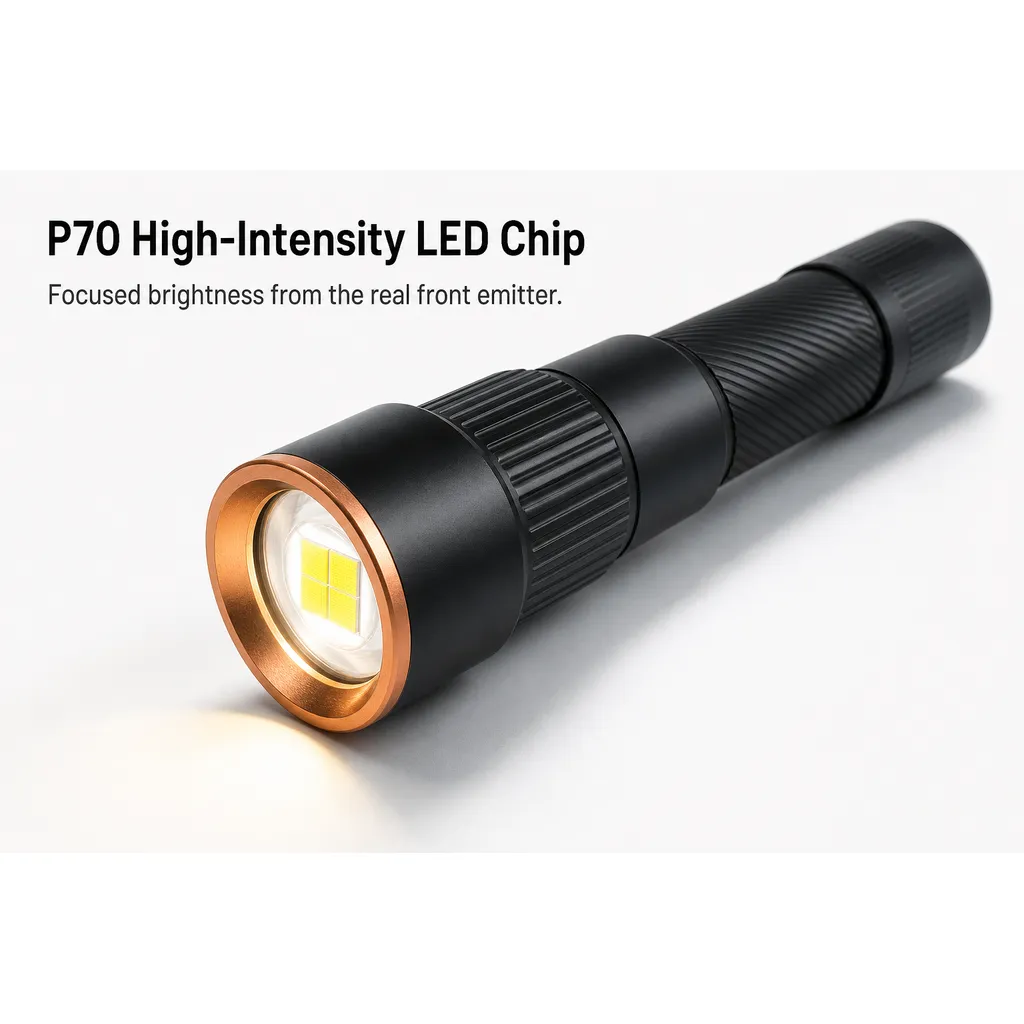JD-F881 Rechargeable LED Flashlight Zoomable P70 Tactical Torch
