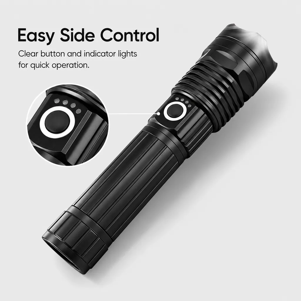JD-F948 Rechargeable LED Flashlight Zoomable Tactical Torch