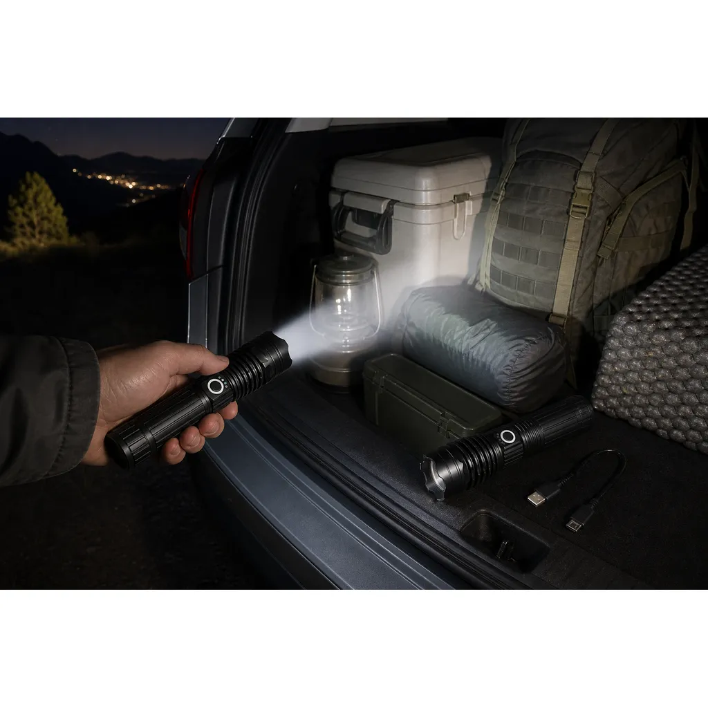 JD-F948 Rechargeable LED Flashlight Zoomable Tactical Torch