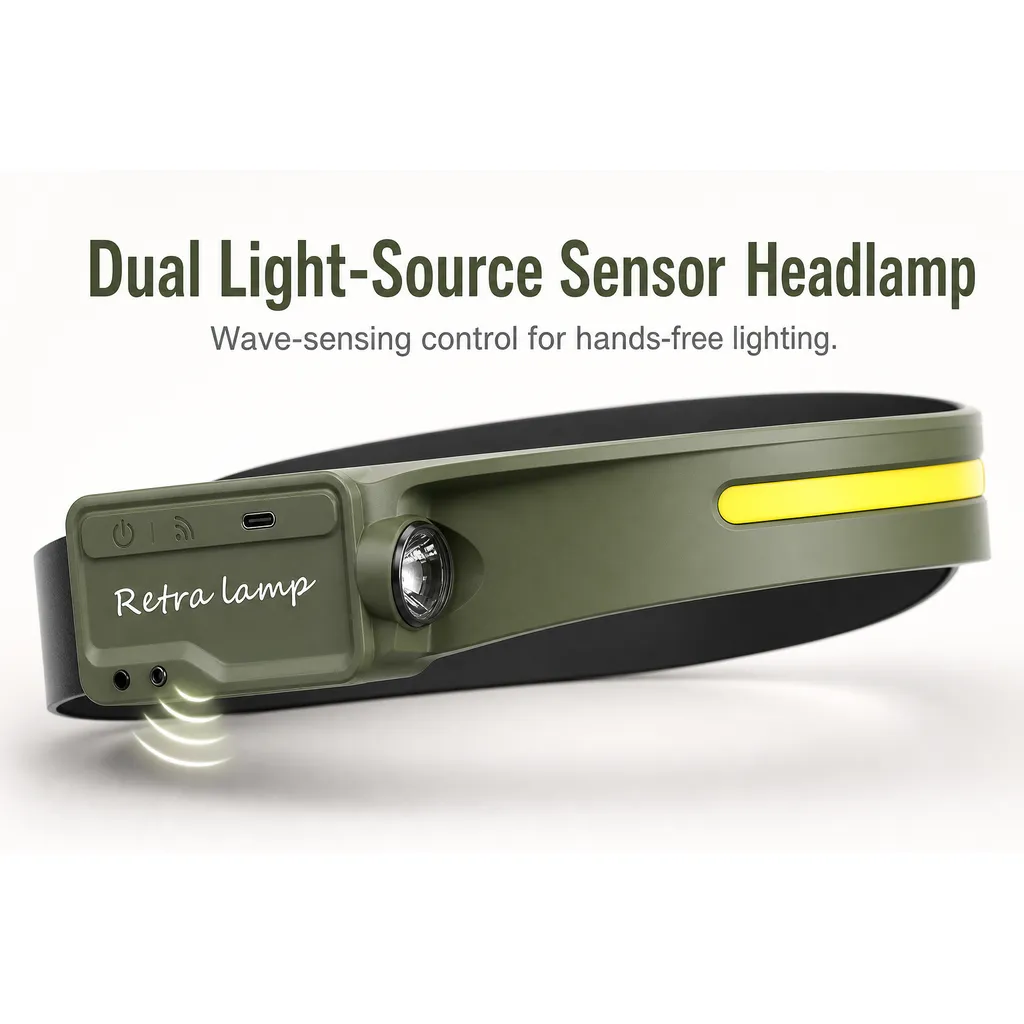 JD-H300 Rechargeable LED Headlamp Motion Sensor Dual Light