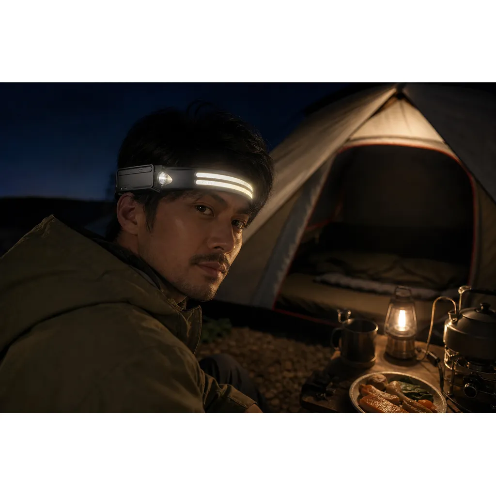 JD-H301 Rechargeable LED Headlamp Motion Sensor COB White Warm Light