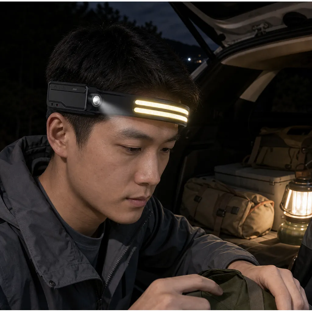 JD-H301 Rechargeable LED Headlamp Motion Sensor COB White Warm Light