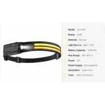 JD-H301 Rechargeable LED Headlamp Motion Sensor COB White Warm Light