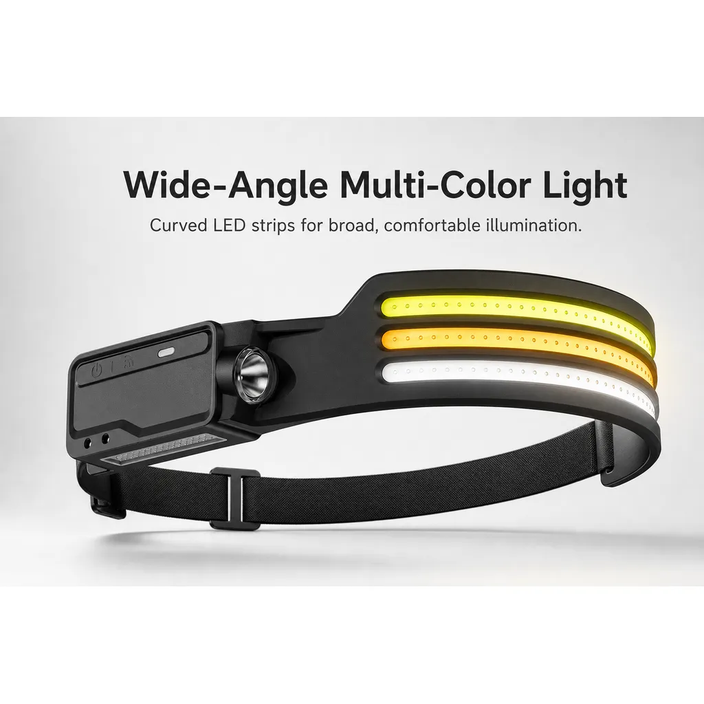 JD-H302 Rechargeable LED Sensor Headlamp Type-C COB White Yellow Red Light