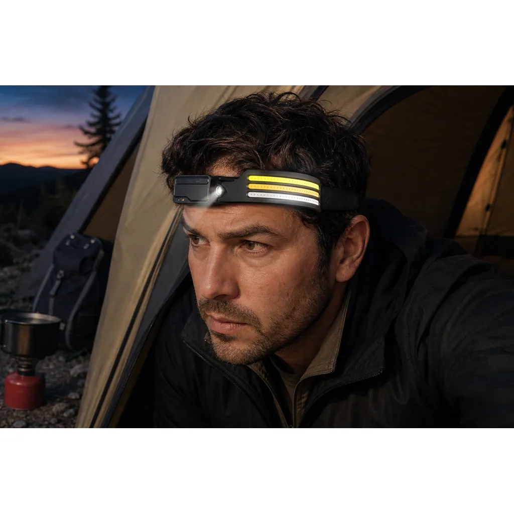 JD-H302 Rechargeable LED Sensor Headlamp Type-C COB White Yellow Red Light
