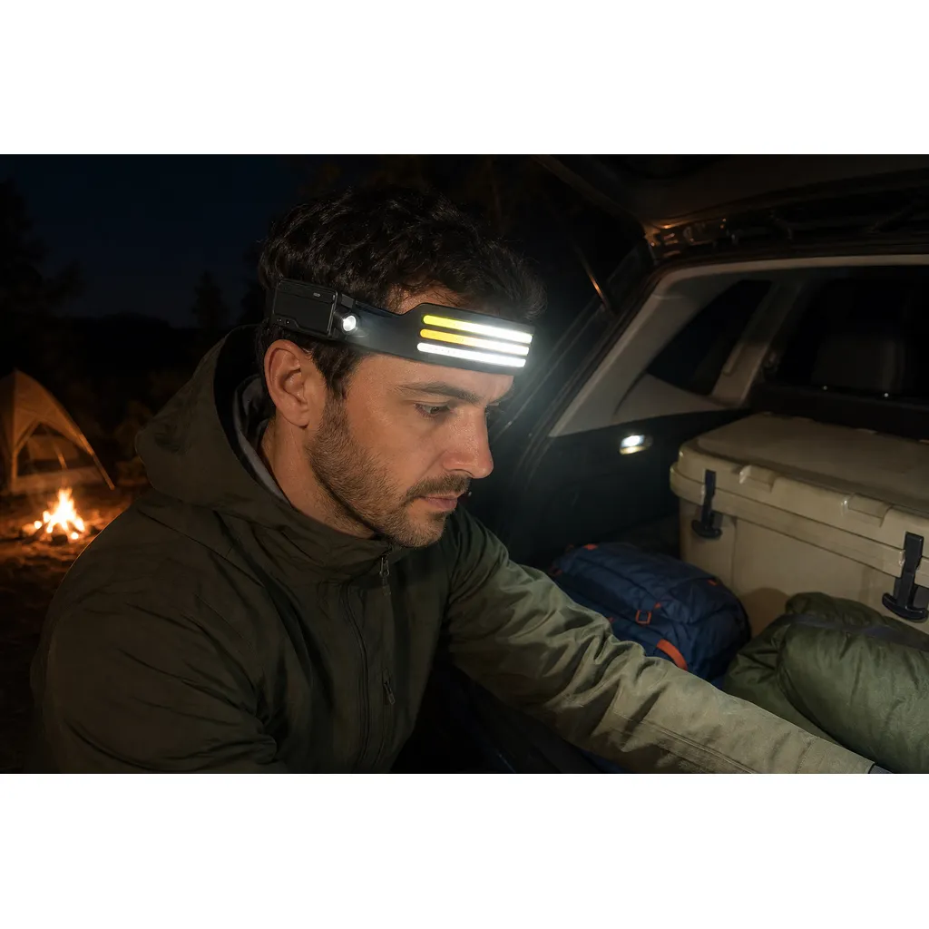 JD-H302 Rechargeable LED Sensor Headlamp Type-C COB White Yellow Red Light