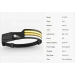 JD-H302 Rechargeable LED Sensor Headlamp Type-C COB White Yellow Red Light
